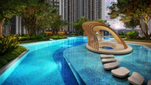Pool with water slide