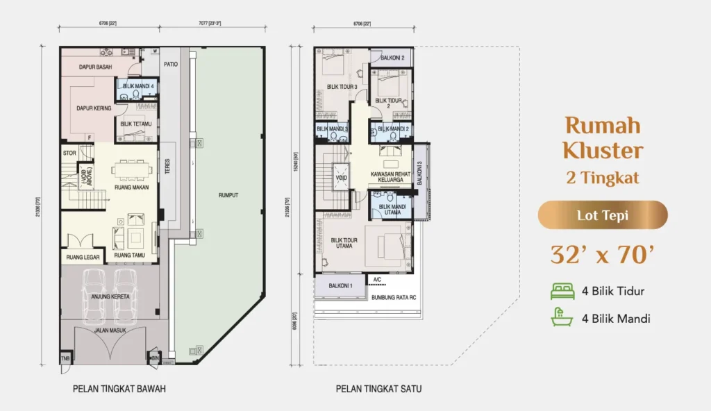 KSL Pulai Bestari Phase 4 双层群集屋 · 末端单位 floor plan