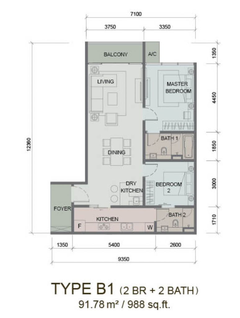 Paragon Suites @ CIQ Type B1 户型图