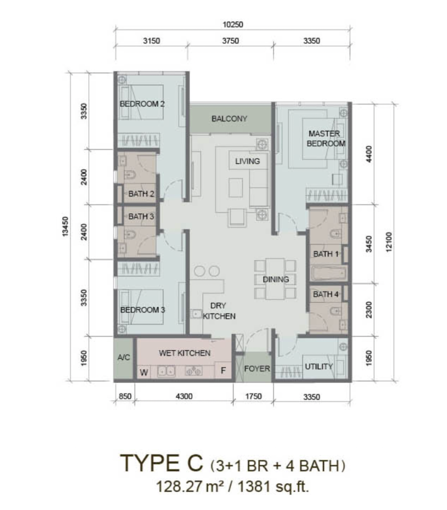 Paragon Suites @ CIQ Type C 户型图