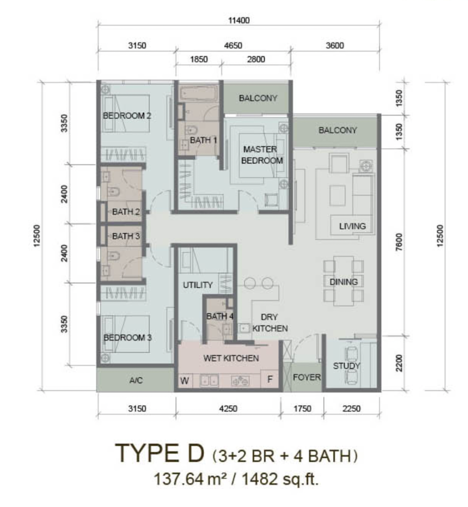 Paragon Suites @ CIQ Type D 户型图