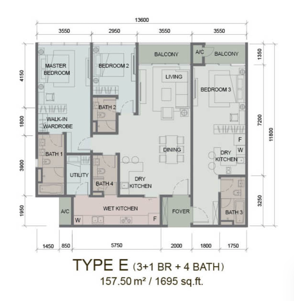 Paragon Suites @ CIQ Type E 户型图