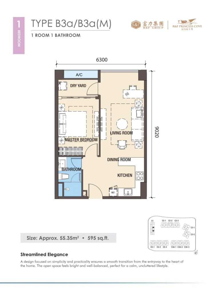 R&F Princess Cove Phase 3 Type B3a floor plan