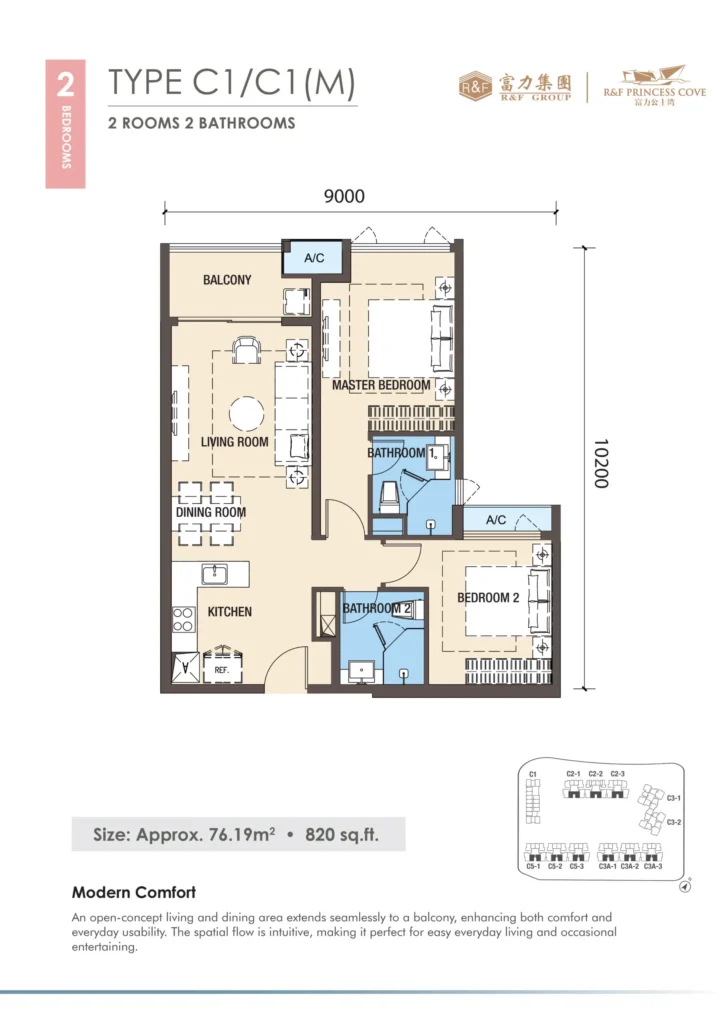 R&F Princess Cove Phase 3 Type C1 floor plan