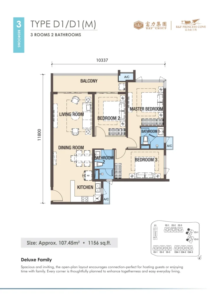 R&F Princess Cove Phase 3 Type D1 floor plan