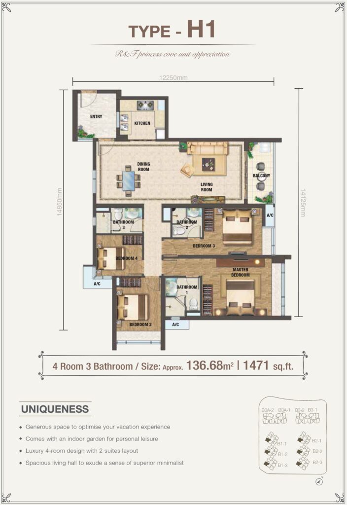 R&F Princess Cove Phase 2 Type H1 户型图