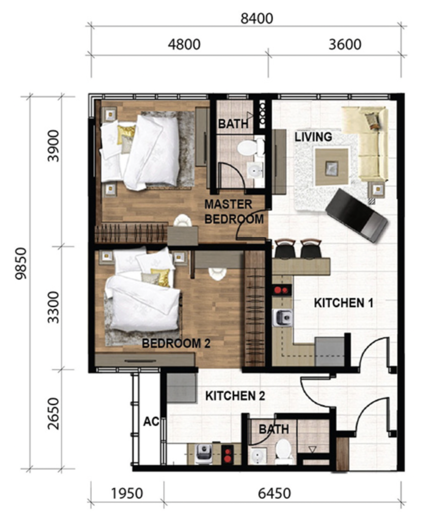 SKS Pavillion Residences Type C（双钥匙） floor plan