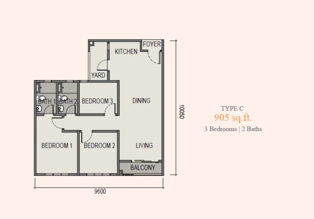 Sky Curve Taman Perling Type C 户型图