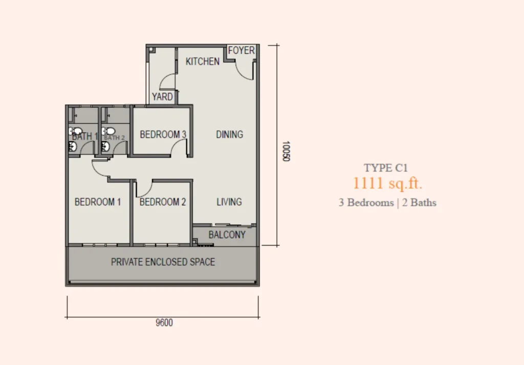 Sky Curve Taman Perling Type C1 户型图