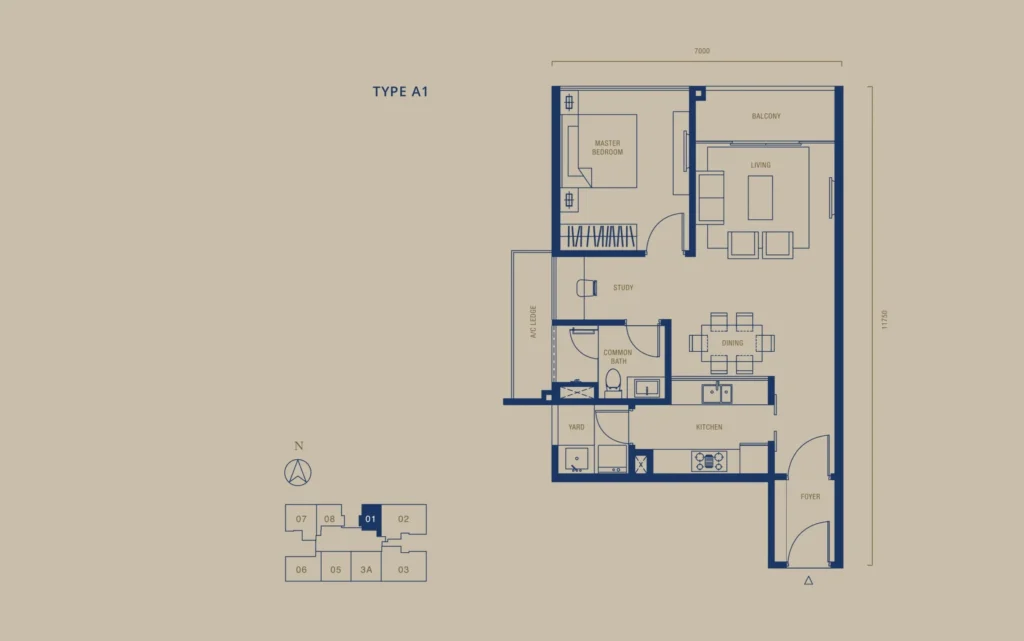 Southern Marina Residences @ Puteri Harbour Type A1 户型图