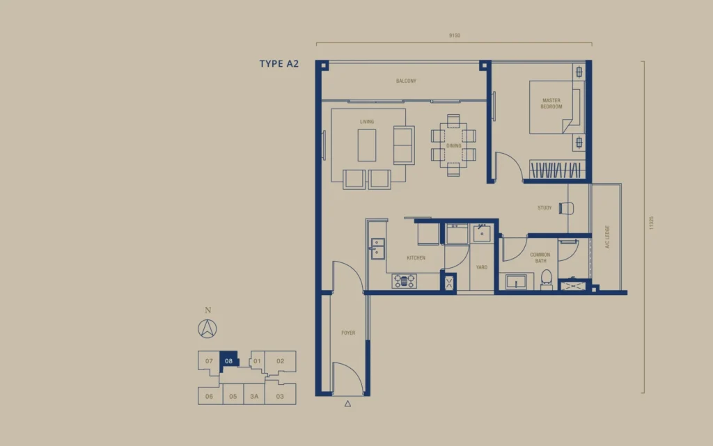 Southern Marina Residences @ Puteri Harbour Type A2 户型图