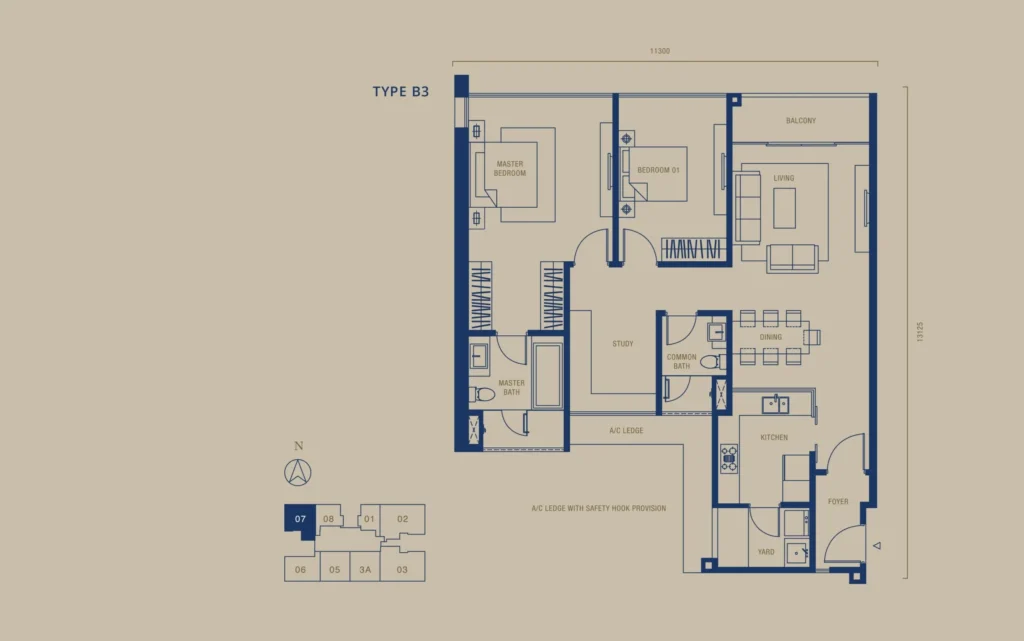 Southern Marina Residences @ Puteri Harbour Type B3 户型图