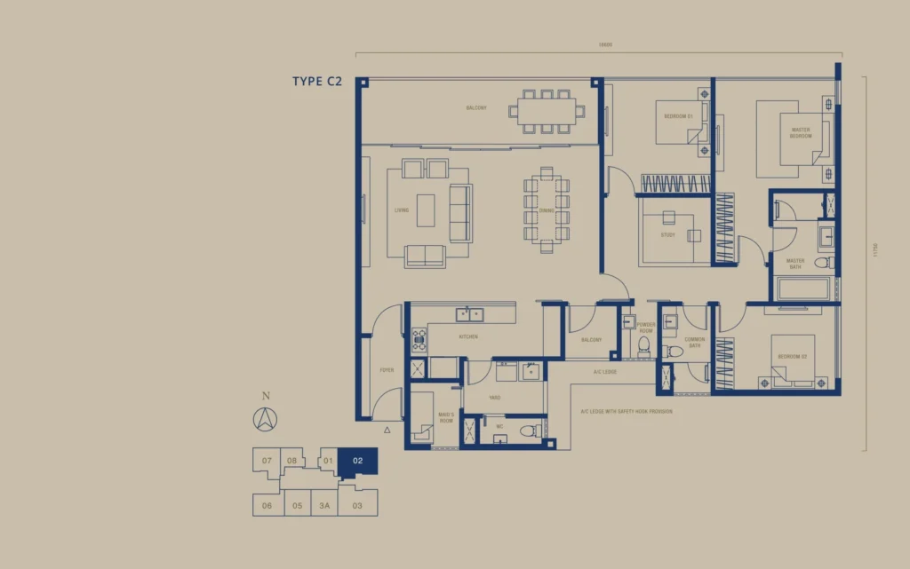 Southern Marina Residences @ Puteri Harbour Type C2 户型图