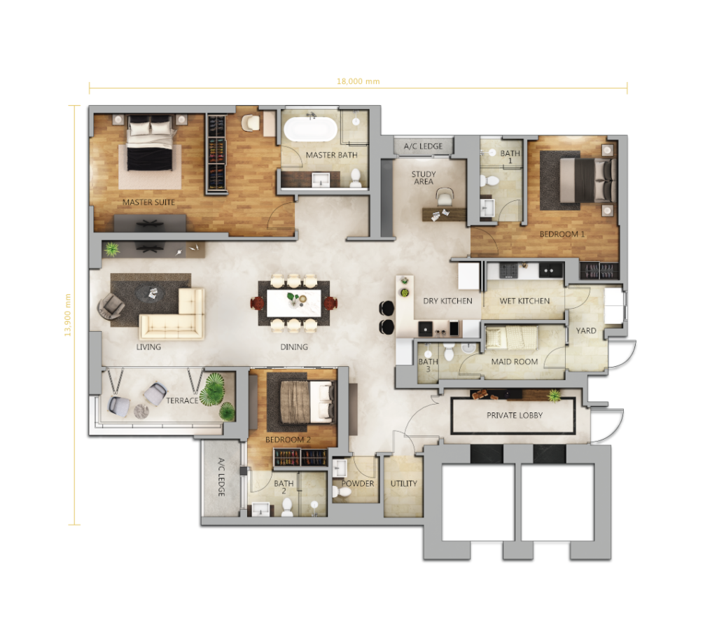 The Astaka @ One Bukit Senyum Type A2 floor plan