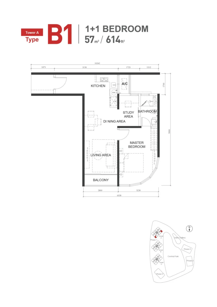 The M Macrolink Medini Type B1 floor plan